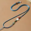 Colar Cordão Pingente Assimétrico Artesanal Pingente de Jada e Cera de Abelha Cordão Colar Pingente de Ágata Cordão Colar para Homens e Mulheres