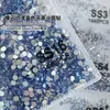Arte de Uñas de Diamante Azul Claro con Base Plana, Joyería de Diamante para Uñas, Diamantes Pequeños Redondos Azules Brillantes con Base Plana, Pedrería de Vidrio, Joyería para Uñas Transfronteriza al por Mayor