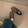 Sapatos de Couro Macio de Solado Retrô para Mulheres, Sapatos Baixos Loafers para Primavera, Outono e Inverno, Sapatos Preguiçosos de Calçar Fácil, Sapatos Mary Jane de Corte Profundo