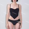 Oferta Especial Top Tube Banda para Barriga Bikini Traje de Baño para Aguas Termales para Mujeres Negro y Blanco Pecho Pequeño Color Sólido Simple de Gama Alta Traje de Baño Dividido