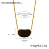 Colar com pingente de design retrô francês simples e personalizado estilo Maillard com pedra olho de tigre incrustada, aço titânio banhado a ouro