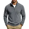 Comercio Electrónico Transfronterizo Artículos en Stock Otoño/Invierno Sudadera de Forro Polar para Hombre con Media Cremallera y Cuello Alto Color Sólido Casual Manga Larga Top para Hombre