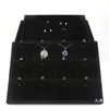 Caja de Joyería Negra de Terciopelo para Guardar Anillos, Collares, Pulseras, Colgantes, Accesorios de Exhibición para Puestos, Bandeja para Joyería