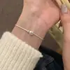 Pulseira de pérolas em prata de lei S925 para mulheres, pulseira simples e fofa com um design delicado e fofo, acessório de joia de alta qualidade