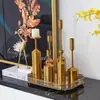 Conjunto de Seis Peças de Metal Luxo Nórdico para Mesa de Jantar de Casamento, Adereços Simples Românticos, Decorações para Jantar à Luz de Velas, Castiçais de Ferro