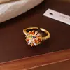 Anillo de Fuegos Artificiales Giratorio Exquisito Colorido Vintage para Mujer, Diseño de Nicho de Lujo Ligero con Sensación Única de Dopamina, Anillos Apilables