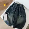 Jeans Forrados de Polar Estilo Coreano 2026 Para Niños Simples Versátiles Otoño/Invierno Para Niñas Casuales Holgados Pantalones Linterna Pantalones Largos