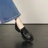 Punta redonda estilo nuevo estilo escuela secundaria zapatos pequeños de cuero zapatos de vestir tacones mocasines para mujer sin cordones otoño para ir al trabajo tacones gruesos 2026 versátil