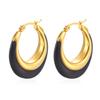 Pendientes de aro negros y blancos con diseño de goteo retro europeo y americano únicos, pendientes de moda transfronteriza, simples, chapados en oro real, joyería