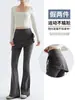 Pantalones de yoga acampanados para mujer talla grande con cintura alta, control de abdomen y diseño de dos piezas falso, adecuados para Pilates y fitness