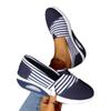 Zapatos de lona a rayas nuevos de verano y otoño 2024, zapatos casuales de cabeza redonda, zapatos para sacudir, cómodos zapatos de madre, zapatos de mujer de talla grande transfronterizos