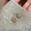 Pendientes de Perla Brillante Asimétricos de Maíz Incrustados con Circonio de Lujo Retro de Alta Gama Super Hada Pendientes de Moda de Nicho para Mujeres