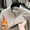 Jaqueta Cardigan Masculina Nova de Gola Alta para o Inverno 2025, Moletom Casual Espesso e Quente de Lã Polar com Forro