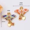 Colgante de mariposa con cuentas de aceite antiguo dorado mate, hecho a mano, cuerda trenzada, accesorios de joyería, venta al por mayor
