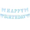 Bandeja de Papel para Fiesta con Lazo Azul Acuarela Taza Desechable de Papel para Fiesta de Cumpleaños Infantil Servilleta de Papel Decoración de Escritorio
