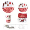 Decoración Navideña Transfronteriza de Temporada Diseño para Fiesta Plato de Papel Vaso de Papel Servilleta de Papel Mantel Plato Desechable para Cena Paquete de Vajilla