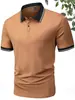 Nueva Camisa Polo de Verano para Hombre con Cuello, Mangas Cortas, Top Deportivo Casual para Golf, Camiseta de Manga Corta con Bloques de Color