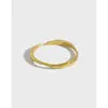 JA366 Anillo de Plata de Ley S925 Coreano INS Simple Líneas Onduladas Irregulares Anillo para Mujer Anillo de Dedo Abierto de Plata