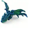 Dragón Impreso en 3D con Doble Cuerno, Figura Móvil Articulada Flexible, Juguete de Animal Realista con Alas, Dragón Grande con Cuernos
