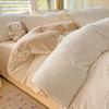 Conjunto de cuatro piezas de invierno de terciopelo de leche de clase A, edredón de terciopelo coral grueso de color sólido, sábana y gorro de cama, ropa de cama de franela