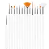 Juego de 15 piezas para decoración de uñas, bolígrafo para tallar líneas de dibujo, punta perforadora, pinceles para decoración de uñas, venta al por mayor