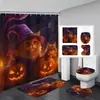 Cortina de Chuveiro Fantasma de Halloween Tapete de Banheiro Conjunto de Quatro Peças Série 3 Banheiro Divisória de Separação Seca e Úmida Cortina de Chuveiro Cortina de Chuveiro à Prova d'Água