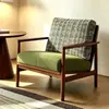 Sillón individual de madera maciza estilo nórdico para espacios pequeños, dormitorio, balcón, hotel, casa de huéspedes, sofá perezoso de ocio, silla Hank
