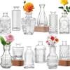 Vaso de Vidro Retrô Francês Transparente para Cultivo em Água Decoração de Mesa para Casa Artesanato Ornamentos Mini Vaso