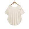 Estilo Preguiçoso Sexy Solto Design Curvo Top Casual Verão Feminino Versátil Sexy Ombro Caído Camiseta de Manga Curta