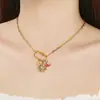 Collar de Acero Inoxidable con Estilo Ins de Alta Gama, Cadena en Capas, Collar Pequeño de Frijol Dorado Mariposa Corazón