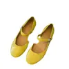 Zapatos Mary Jane franceses de punta cuadrada en stock, lindos zapatos de ballet plateados de tacón alto, zapatos planos de abuela para mujer para exportación