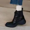 Súper cómodos de llevar~ Mocasines de plataforma con cordones para mujeres petite, Novedades Otoño 2026, Botines Casuales de Piel Suave