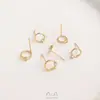Anel de Zircônia Única Banhado a Ouro 14K Eletrodepositado com Pino de Contas Suporte de Contas com Meio Furo Brincos Studs Materiais de Acessórios para Brincos de Pérola DIY Feito à Mão
