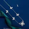 Collar de Dos Mariposas Nuevo Modelo de Gama Alta Gf, Cadena para Clavícula Femenina de Moda de Lujo Ligero Nicho, Oro Blanco Chapado en Oro V, Estilo Ins