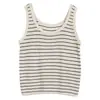 Chaleco tejido minimalista para mujer de lana y seda de morera, capa base versátil para otoño e invierno, cuello en U, top tejido sin mangas adelgazante
