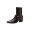 Sapatos femininos plus size 40, botinhas casuais francesas de bico fino para mulheres, novas botas slim de outono e inverno, botas femininas de salto grosso para pés largos, de alta qualidade