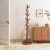 Perchero de pie laminado de madera maciza, popular en dormitorios, para colgar ropa en el dormitorio, sala de estar, entrada y pasillo, también sirve como perchero para bolsas y estante de almacenamiento