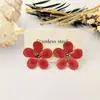 Pendientes de Acero Inoxidable con Forma de Pétalo, Pendientes de Goteo de Aceite Estilo Francés para Mujer, Joyería de Aleación de Titanio de Acero de Titanio de Nicho de Lujo Ligero al por Mayor