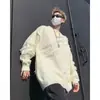 Tricô com Gola Redonda de Barra Desfiada Masculino Outono Inverno Marca Tendência Bonito Tricô Solto Estilo Japonês Retrô Jaqueta Preguiçosa para Casal