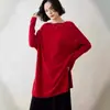 Vestido de punto de cachemira, de longitud media, estilo murciélago, casual para mujer, relajado, talla grande, holgado, moderno, textura suave