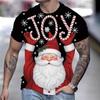 Nova blusa masculina de manga curta com estampa 3D de Natal 2024, essencial para a rua