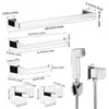 Rack de Armazenamento de Banheiro Popular Transfronteiriço em Aço Inoxidável Conjunto de Cinco Peças Suporte para Toalhas e Papel Higiênico Gancho Conjunto de Racks de Armazenamento Quadrados