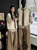 Chaleco de Punto Retro Japonés para Otoño e Invierno para Hombres y Mujeres, Estilo Universitario, Corte Holgado, Color Sólido, Chaleco Suéter Casual Unisex para Parejas