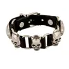 Pulsera de cuero con remaches punk europeo y americano, pulsera de cuero de vaca con aleación atmosférica y calavera retro para hombre.