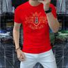 Marca de Moda Trendy de Estación Europea Camiseta de Manga Corta con Cuello Redondo para Hombre Guapo con Diamantes Calientes Casual Versátil Nuevo Casual de Moda