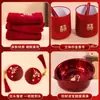 Kit de Higiene Pessoal para Casamento, Copo para Escova de Dentes com Personagem Dupla Felicidade Vermelho, Suporte para Escova de Dentes e Sabonete, Copo de Enxaguante Bucal para Casal, Itens do Dote da Noiva