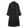 Moda europea y americana transfronteriza para mujer, superventas de AliExpress, abrigo elegante y casual de doble botonadura con trabillas para cinturón