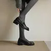 Sapatos Elegantes de Couro de Ovelha Moda Coreana 5cm Bico Redondo Salto Grosso Slip-On Mocassins Novos Primavera e Outono 2026