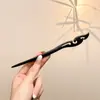Pasador de Flores de Terciopelo Estilo Antiguo, Nuevo Pasador Estilo Chino con Acabado de Alta Gama, Pasador de Madera de Nicho, Pasador Hanfu para la Parte Trasera de la Cabeza, Pasador para Mujer, Accesorio para el Cabello, Adorno para la Cabeza
