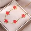 Collar para Mujer Europeo y Americano Transfronterizo Flor Trébol de Cinco Hojas Nicho Flor de Ciruelo Pulsera Aretes Set Collar de Temperamento de Moda Joyería